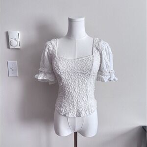 Free People Romantic Cottage Boho Square Neck Top Floral Cute XS Fairy Whimsy